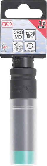 Smūginė galvutė su apsauga | Itin plona | 12,5 mm (1/2") | 15 mm (7401)