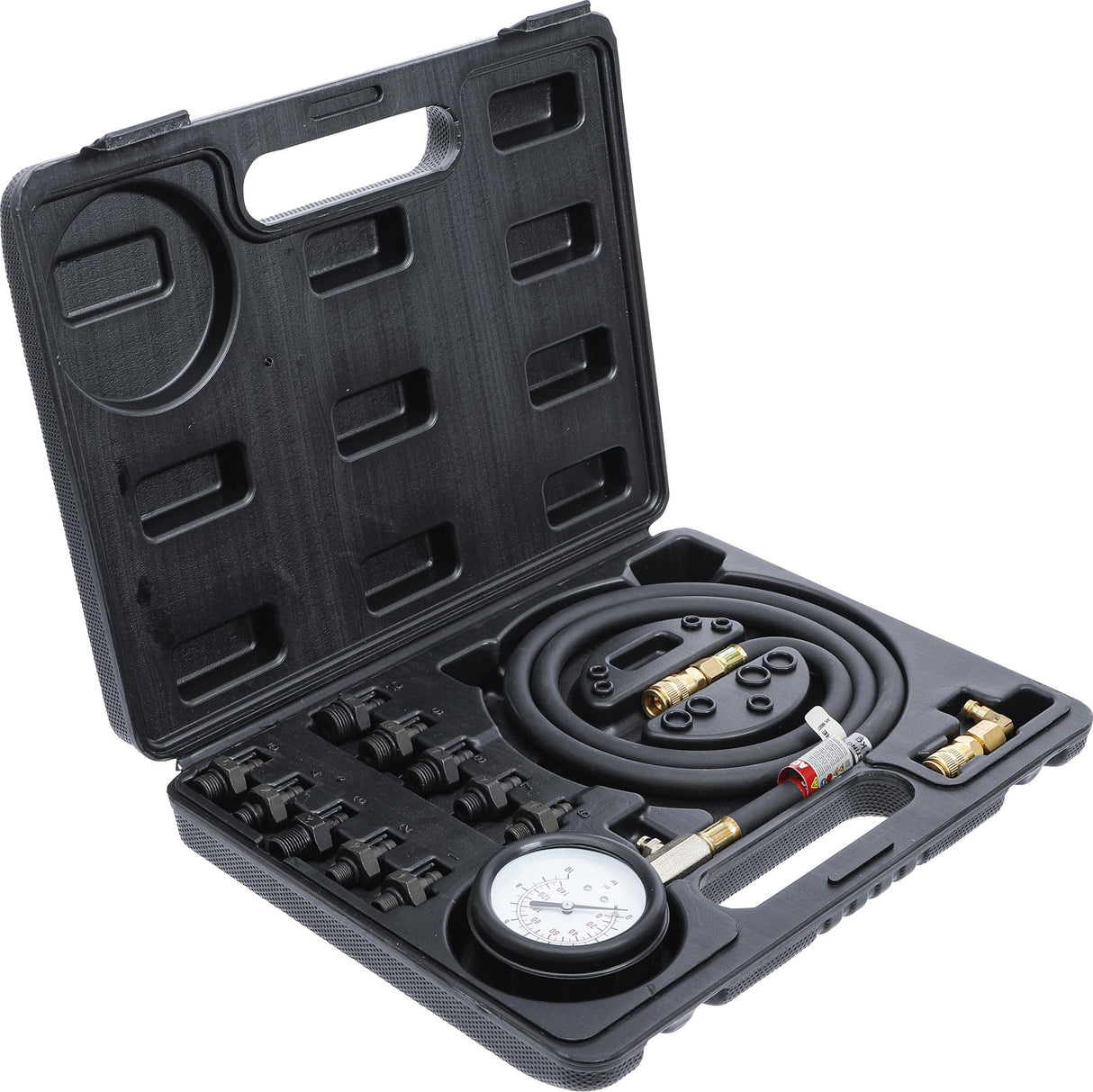 Tepalo slėgio/spaudimo matuoklis su ilga žarna ir adapteriais (98007)