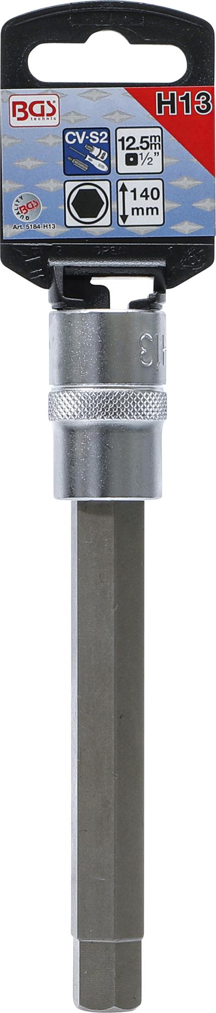 Antgalis įpresuotas į galvutę | ilgis 140 mm | 12,5 mm (1/2") | hex šešiakampis 13 mm (5184-H13)