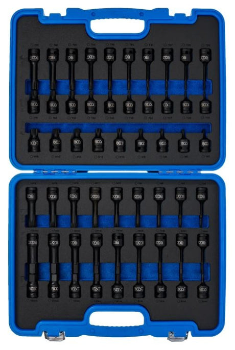Smūginių antgalių 1/2" rinkinys | Hex, Torx, Spline | 56 vnt (7298)