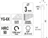 Grąžtas stiklui ir keramikai | 6.3 mm (1/4") galu | 3 mm (21700)