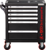 Įrankių spintelė ant ratukų | 6 stalčiai | 1 šoninės durys | tuščia (6055-1)