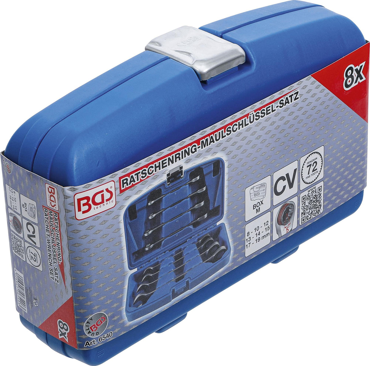 Terkšlinių raktų rinkinys | 8 - 19 mm | 8 vnt. (6540)