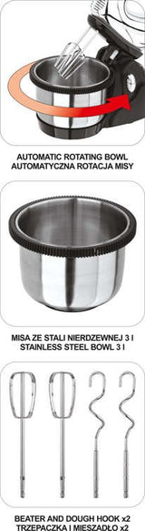 Rankinis mikseris / plakiklis | nerūdijančio plieno indas | 200-250W (67790)