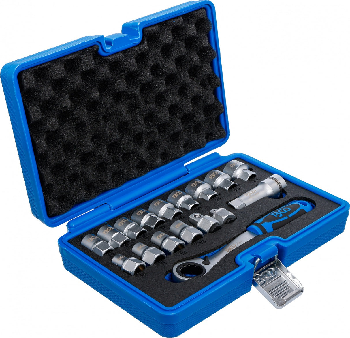 Kiauryminių galvučių rinkinys su terkšle | 19 mm | Gear Lock | 10 - 24 mm | 17 vnt (74712)