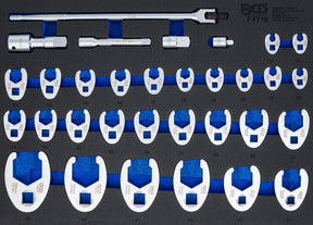 Įrankių dėklas 3/3: šoniniai raktai | | 10 mm (3/8"), 12.5 mm (1/2"), 20 mm (3/4") Drive | 10 - 50 mm | 32 vnt (74716)