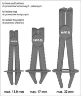 Žarnų užspaudimo replės lenktos | 90° kampas | 155-220 mm | 3 vnt. (YT-08403)