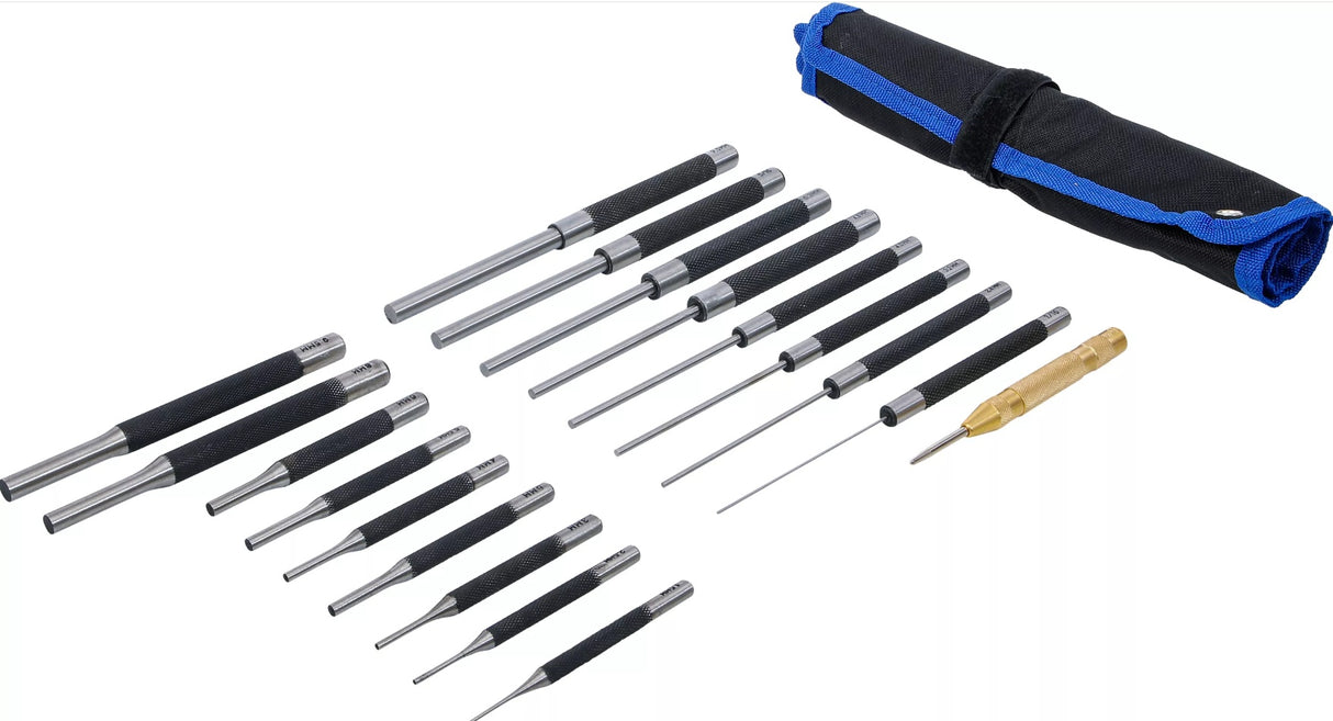 Išmušėjų rinkinys | 100-150-200 mm | 1,5 - 9,5 mm | įskaitant centro žymeklį | 18 vnt. (1695)