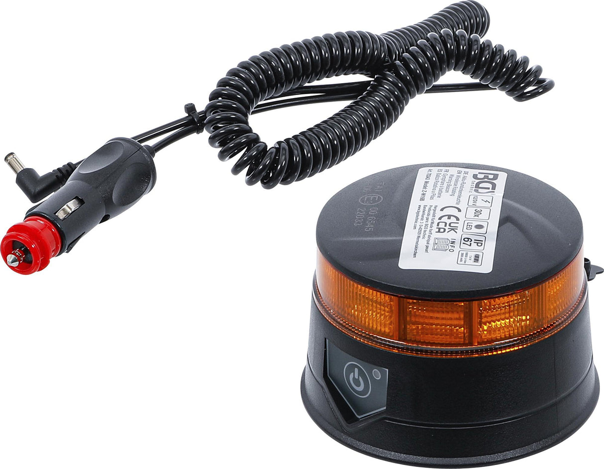 Belaidis besisukantis įspėjamasis švyturėlis | geltonas | su magnetu | 12 V / 24 V | Ø 130 mm (70343)