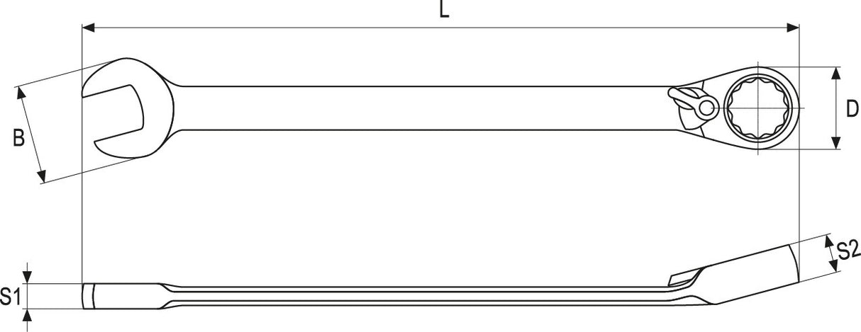 Raktas su terkšle reversinis | 22 mm (YT-1665)