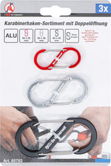 Dvigubų karabinų asortimentas | Aliuminis | 3 vnt. (85783)
