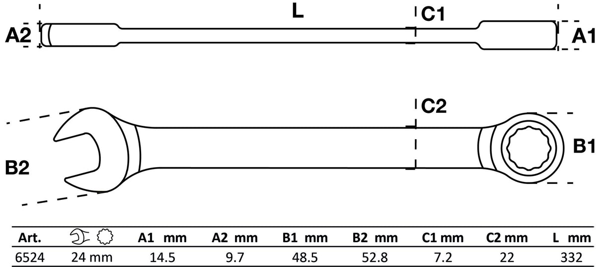 Raktas kombinuotas terkšlinis | 24 mm (6524)