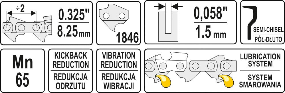 Grandinė pjūklui .325" 0,058" 1846 dantys (YT-84963)