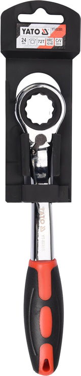 Raktas kilpinis lenktas su terkšle | reversinis | 24 mm (YT-02385)