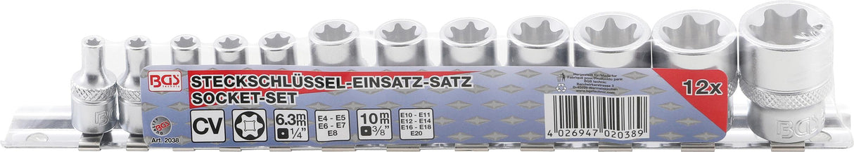 Galvučių rinkinys E-Tipas | 6.3 mm (1/4") / 10 mm (3/8") | 12 vnt. (2038)
