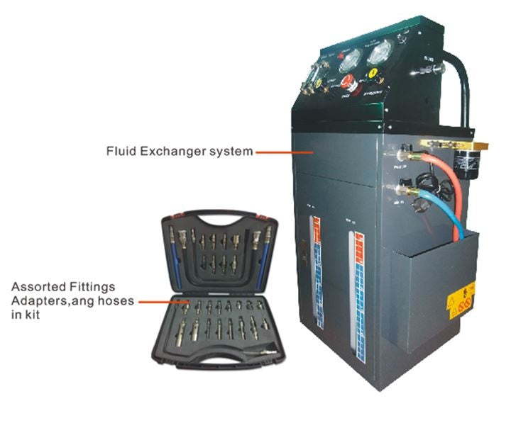 Transmisinio tepalo pakeitimo stotelė | su adapteriais | 12V (TFE02)