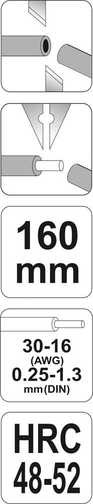 Replės laidams | 160 mm | 0,25-1,3 mm (YT-2266)