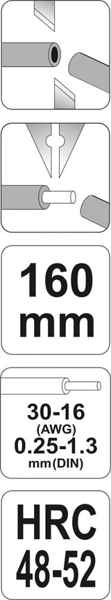 Replės laidams | 160 mm | 0,25-1,3 mm (YT-2266)