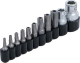 Antgalių komplektas | 10 mm (1/4") / 10 mm (3/8") | T-Star su skylutėmis (Torx) | 11 vnt. (786)