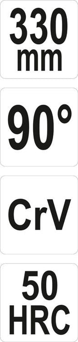 Replės ilgos lenktos | 90° | Dvigubu šarnyru | 330 mm (YT-20402)