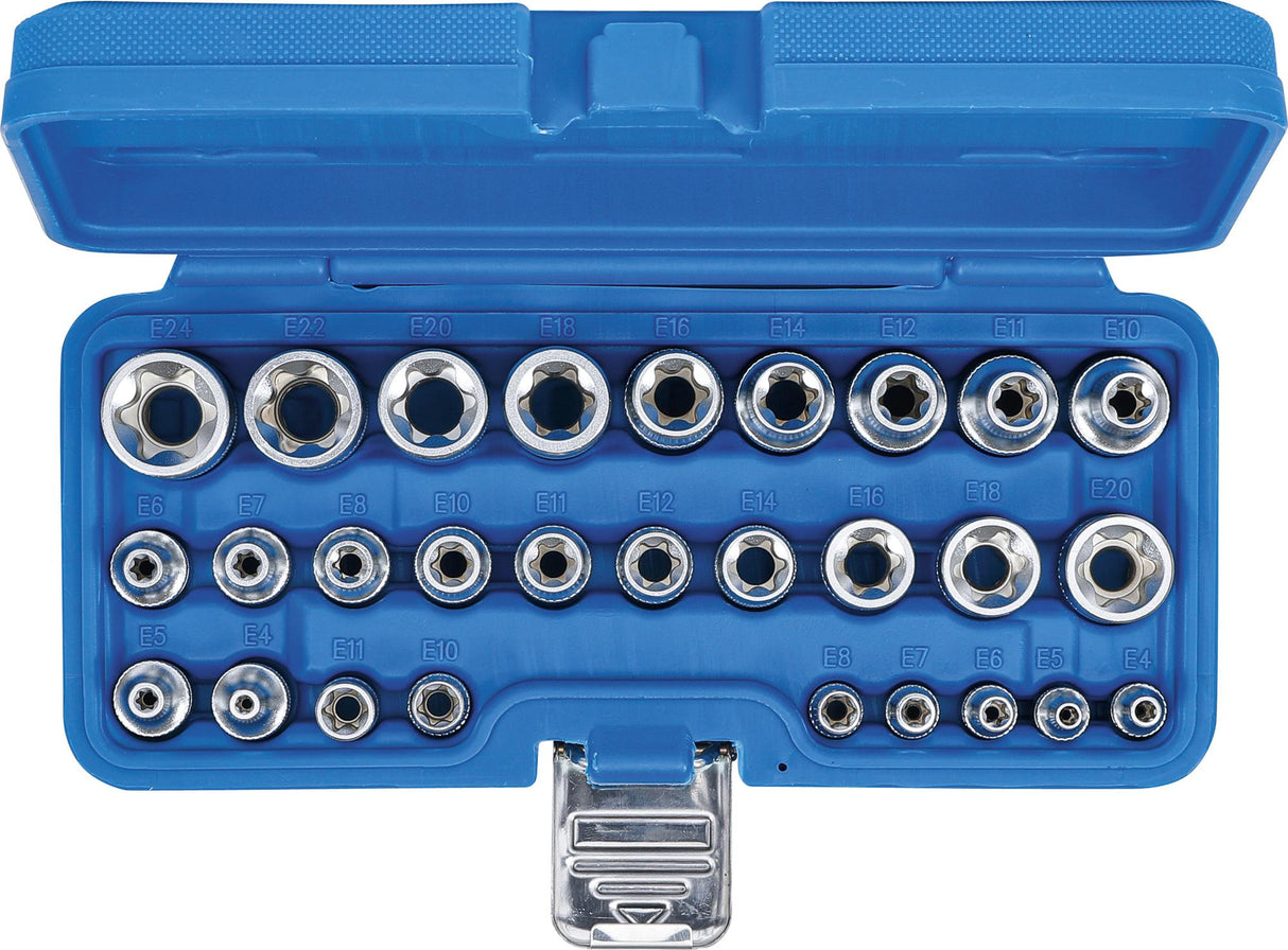 Galvučių rinkinys E-Tipas | 6.3 mm (1/4") / 12.5 mm (1/2") | | E4 - E24 | 28 vnt. (70099)