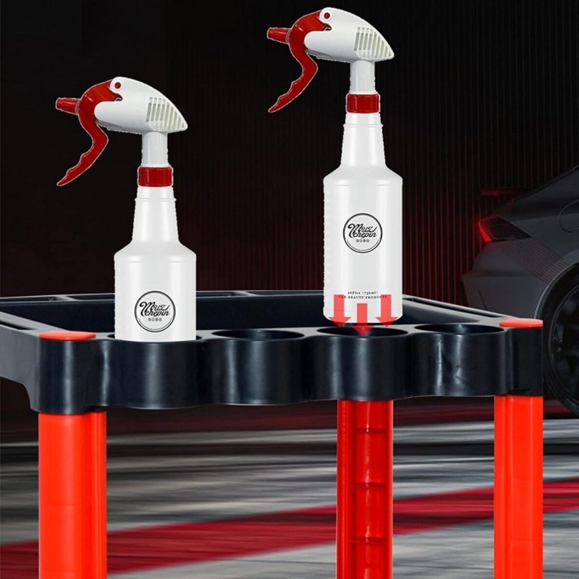 Dirbtuvių vežimėlis | 3 lygių kompozitas su dalių saugykla | + 2 perforacijos su 8 kabliukais (WT3P)