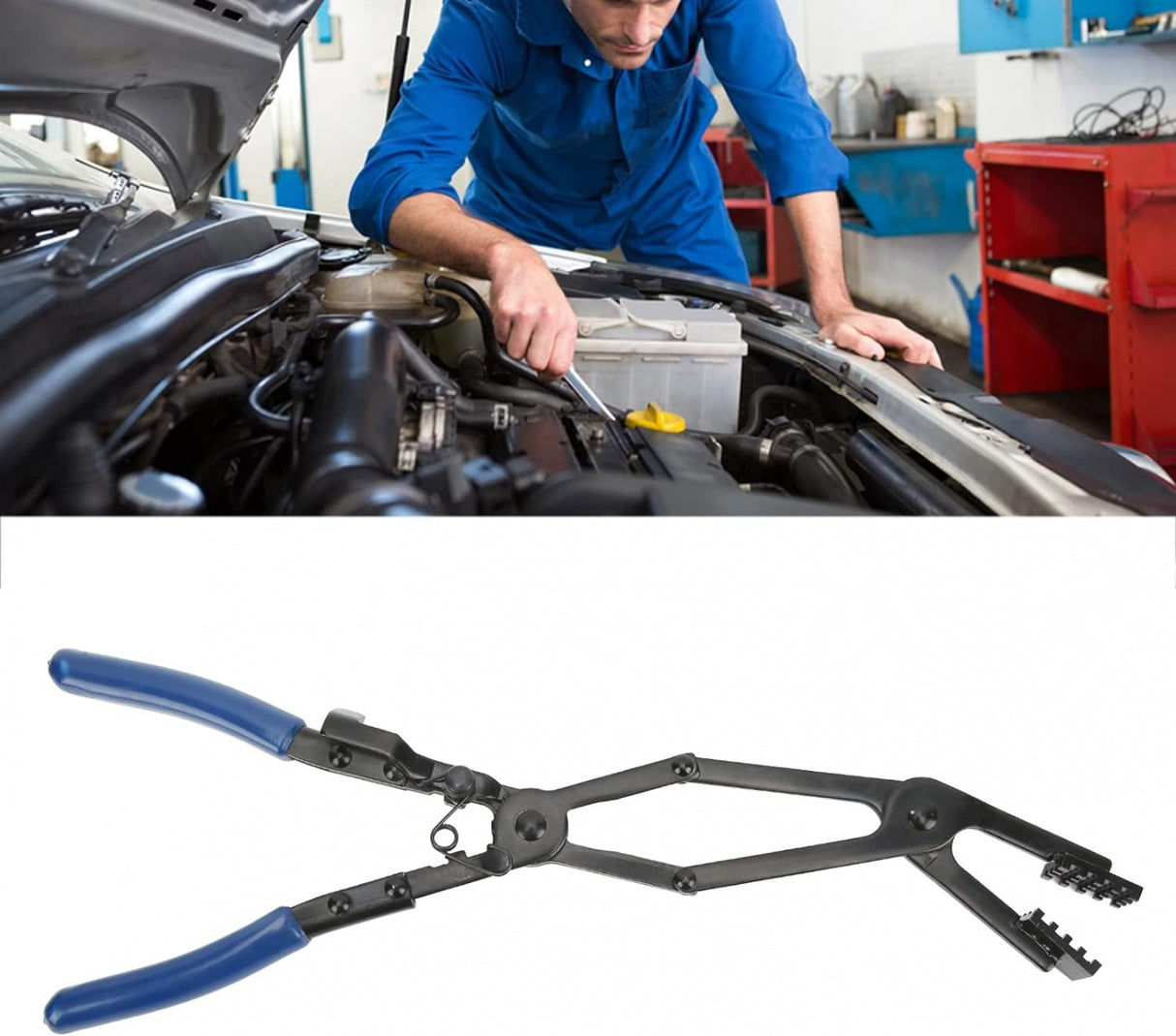 Replės įvairaus tipo žarnų sąvaržoms | dvigubas šarnyras / lenktos | 0 - 50 mm | 430 mm (SK2517)