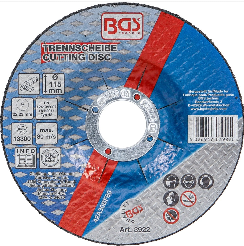 Metalo pjovimo diskas | Ø 115 x 2,5 x 22,2 mm | 42 tipas (3922)