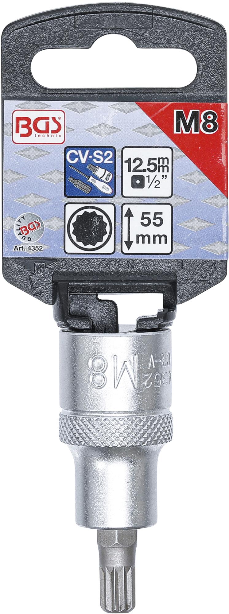 Antgalis įpresuotas į galvutę | 12,5 mm (1/2") | Spline (XZN) M8 (4352)
