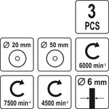 Vielinių šepečių rinkinys su kotu | 3 vnt. (YT-4755)