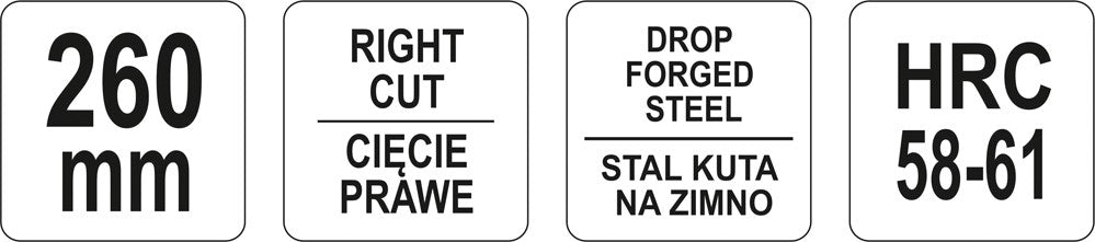 Žirklės skardai dešininės | 260 mm (YT-1901)