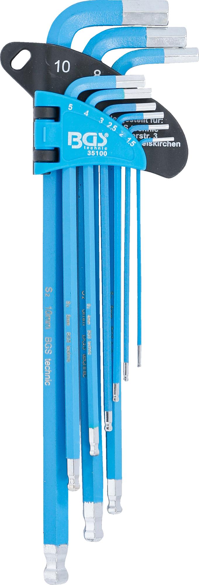 L tipo raktų rinkinys | ilgiausias tipas | hex šešiakampis / hex šešiakampis šarnyrinis / magnetinis 1,5 - 10 mm | 9 vnt. (35100)