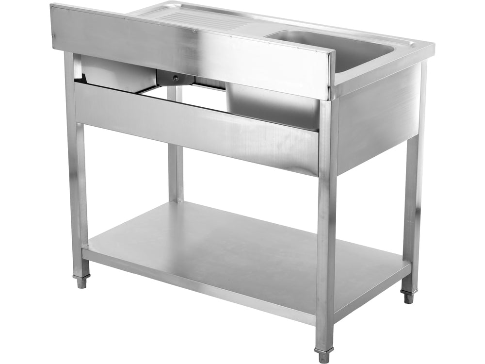 Nerūdijančio plieno stalas su praustuve | 100 x 60 cm (YG-30900)