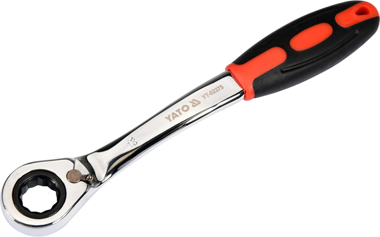 Raktas kilpinis lenktas su terkšle | reversinis | 13 mm (YT-02375)