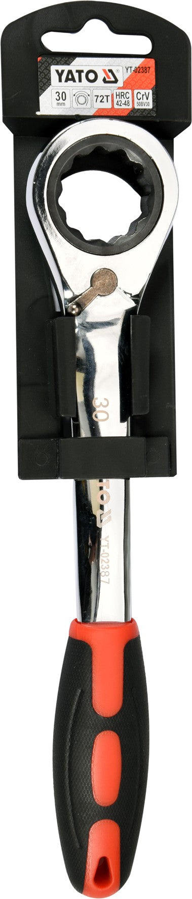 Raktas kilpinis lenktas su terkšle | reversinis | 30 mm (YT-02387)
