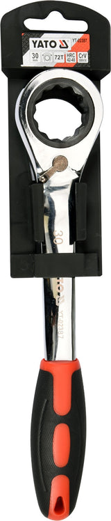 Raktas kilpinis lenktas su terkšle | reversinis | 30 mm (YT-02387)