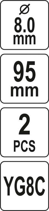 Centro grąžtai | YT-43990 laikikliams | 2 vnt. (YT-43995)