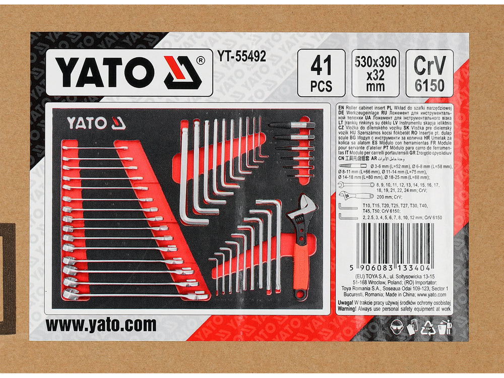 Tool case: combination wrenches | hex keys | screw extractors | 41 pcs (YT-55492)