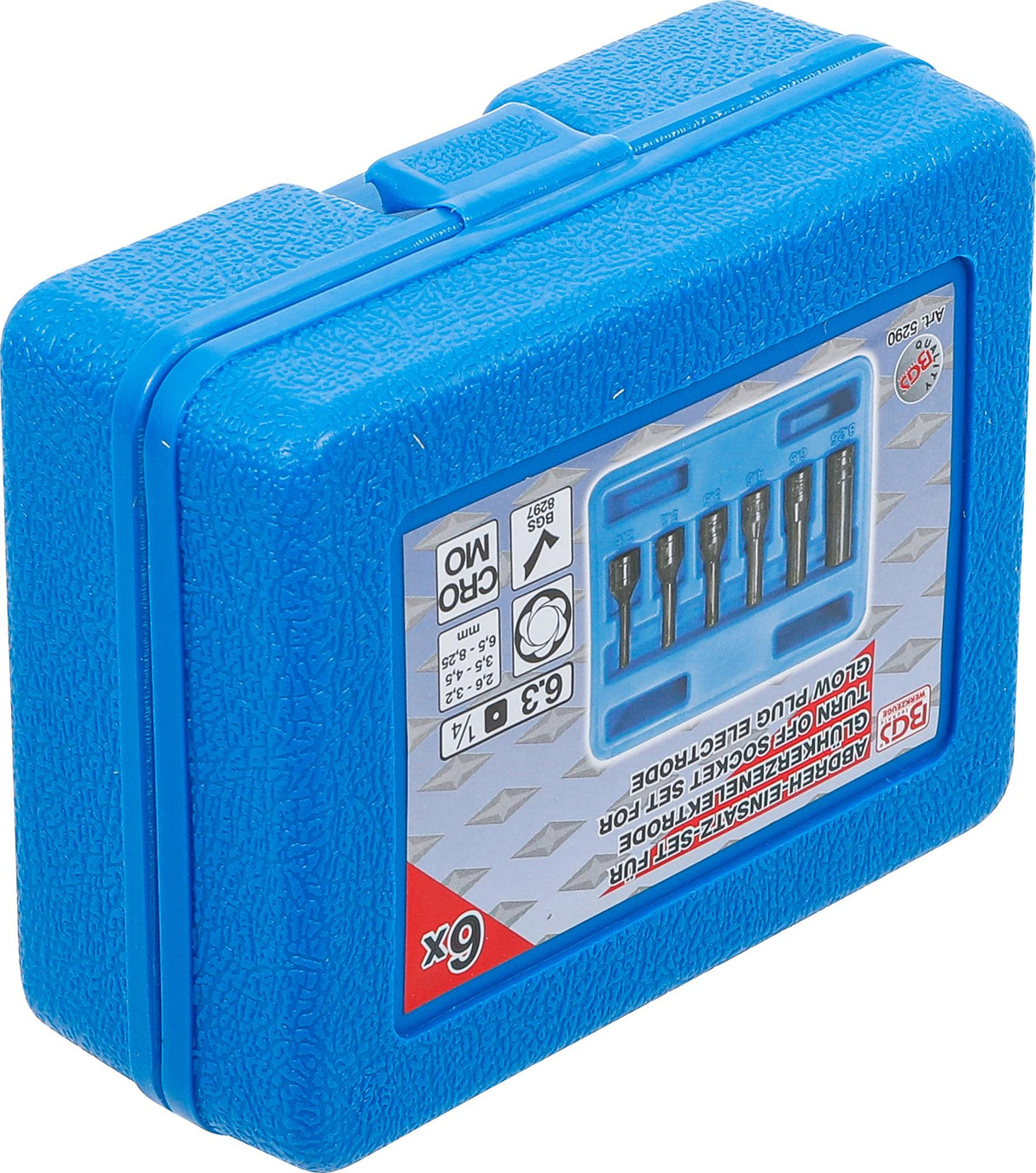 Kaitinimo žvakės elektrodo ištraukimo / išsukimo galvučių rinkinys | 6.3 mm (1/4") | 6 vnt. (5290)