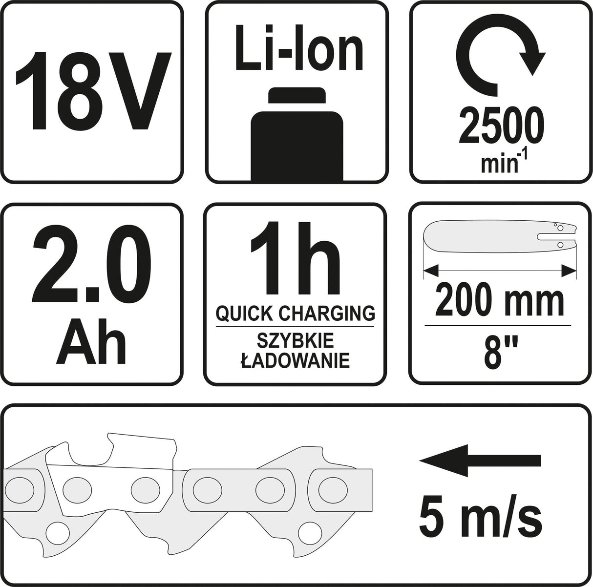 Аккумуляторная телескопическая цепная пила | 18V 200-280 cm