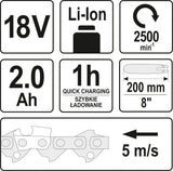 Аккумуляторная телескопическая цепная пила | 18V 200-280 cm