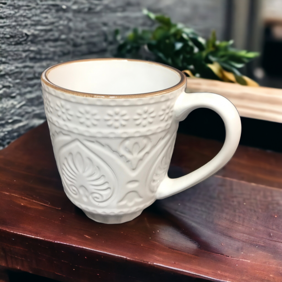 Puodelis SALSA | baltas | blizgus | keramika | Ø9CM | H10CM | 350ML (69985)