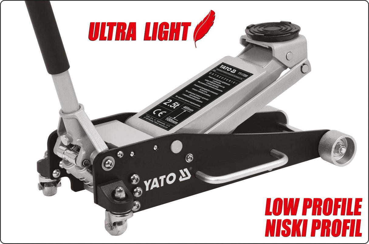 Domkratas ant ratukų | hidraulinis | aliuminis | 100-465 mm | 2.5 t. (YT-17205)