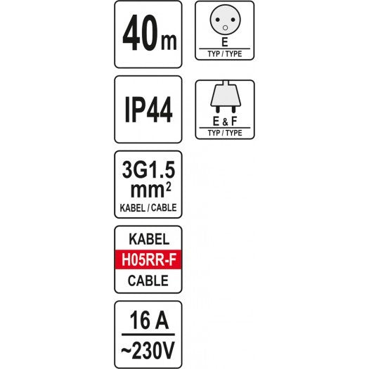 Ilgintuvas guminis su būgnu | 3х1,5 mm | 40 m (YT-81054)