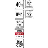 Ilgintuvas guminis su būgnu | 3х1,5 mm | 40 m (YT-81054)