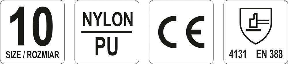 Darbo pirštinės juodos | nailonas / poliuretanas | 10 dydis (YT-7473)