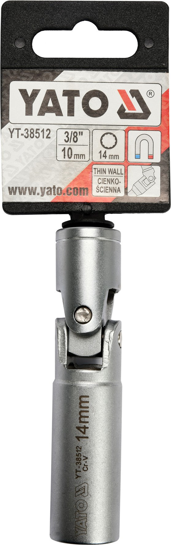 Galvutė žvakėms 12-kampė | šarnyrinė magnetinė | 10 mm (3/8") | 14 mm (YT-38512)