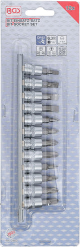 Įpresuotų antgalių rinkinys | 6.3 mm (1/4") plokšti SL, kryžminiai PH / PZ | 12 vnt.. (2163)