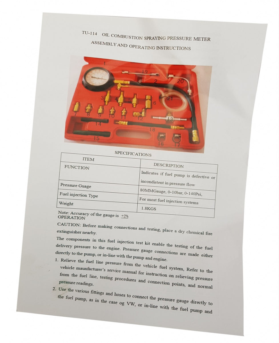 Kuro ir tepalo slėgio / spaudimo matuoklis | su adapteriais (B100117)