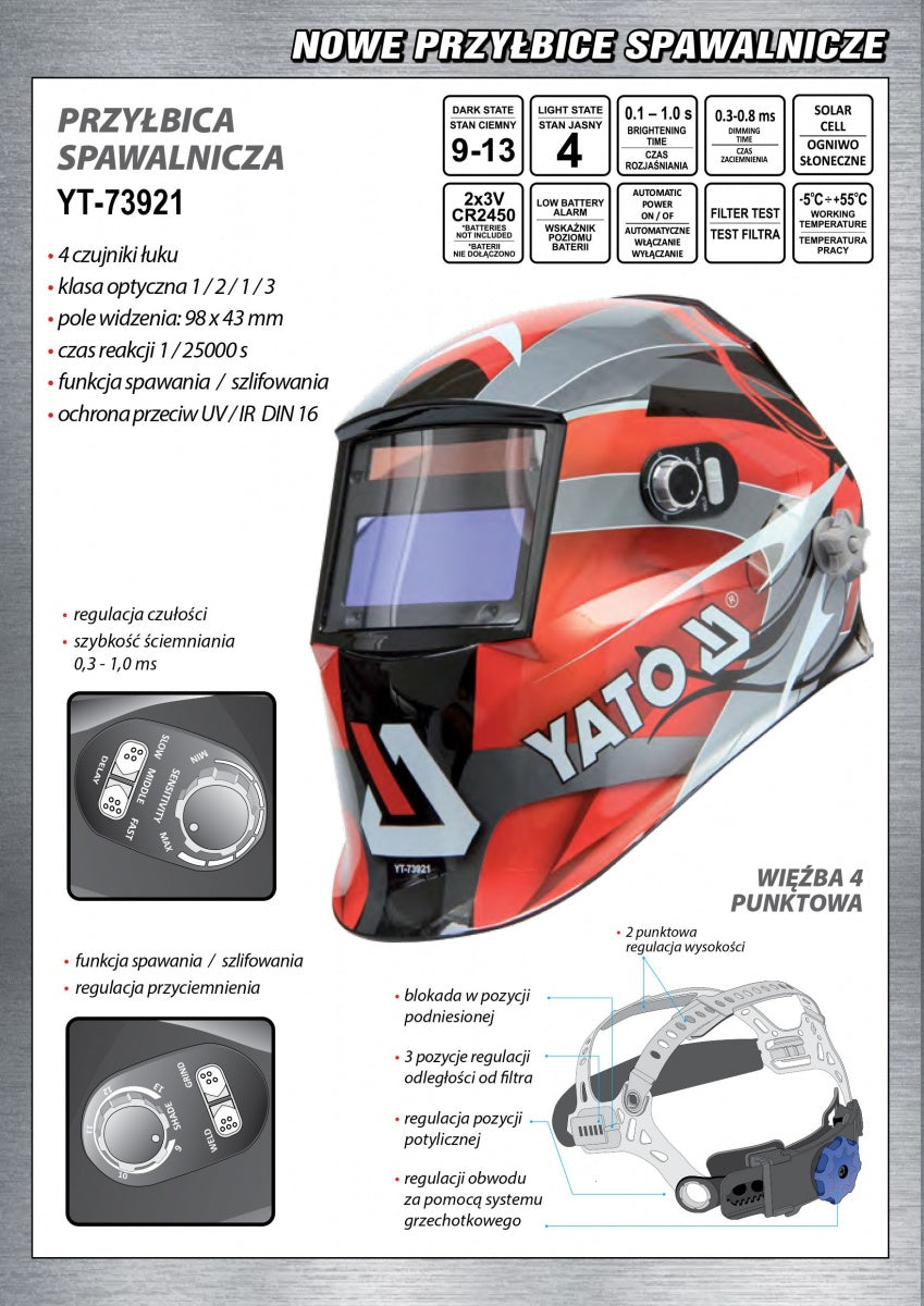 Automatiškai tamsėjanti suvirinimo kaukė / skydelis (YT-73921)